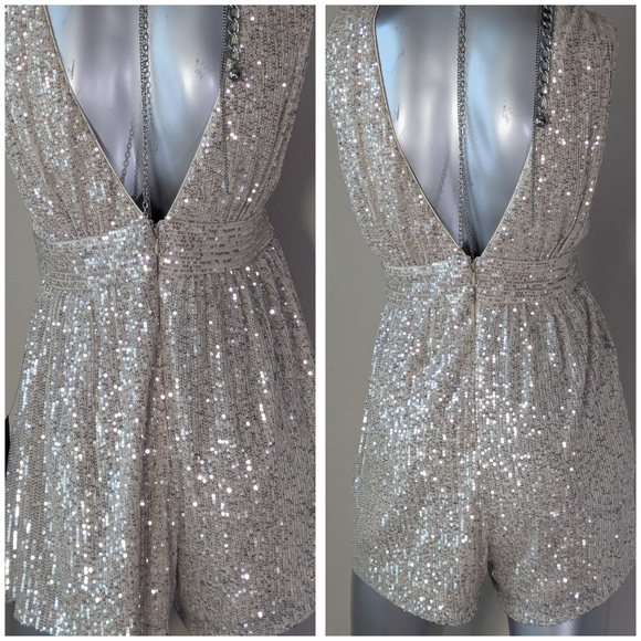 Lulu's Champagne Sequin Jumpsuit - Picture 10 of 14